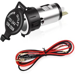 Cigarette Lighter Socket, DC 12V Car Cigarette Lighter Adapter Power Socket with Extension Cable, Universal Waterproof Car Accessories Power Outlet Socket Replacement for Most Cars