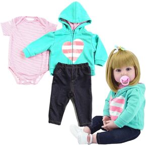 Reborn Baby Dolls Clothes Girl 22 Inch Fit for 22-24 inch Reborn Doll Clothes Clothing 3 Pcs Set