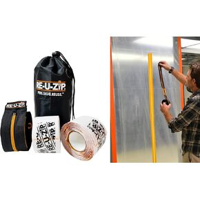 RE-U-ZIP® Heavy-Duty Reusable Dust Barrier Zipper | 6-Pack | Patented Hook & Loop System | Cost-Effective & Reliable | Lockable Safety Feature