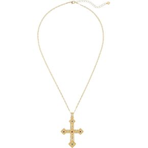 Elegant Gold Cross Necklace with Detailed Filigree Design - Lightweight Religious Jewelry with a Classic Touch - adjustable 66cm Chain