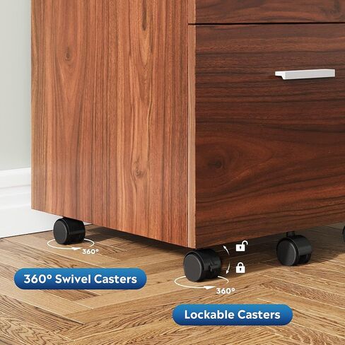 خزانة ملفات متنقلة ذات 3 أدراج من DEVAISE، خزانة ملفات خشبية تناسب حجم A4 أو Letter للمكتب المنزلي، خشب الجوز in Kuwait