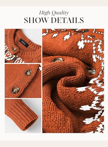 Dokotoo Womens Cardigans Casual Long Sleeve Chunky Knit Fall Winter Button Down Fair Isle Cardigan Sweaters in Saudi Arabia