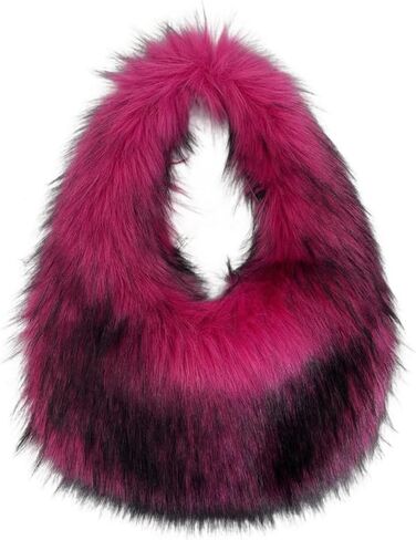 Faux Fur Hobo Bag for Women Large Shoulder Bag Cute Fluffy Tote Bag Plush Handbag Y2K Furry Purse in Saudi Arabia