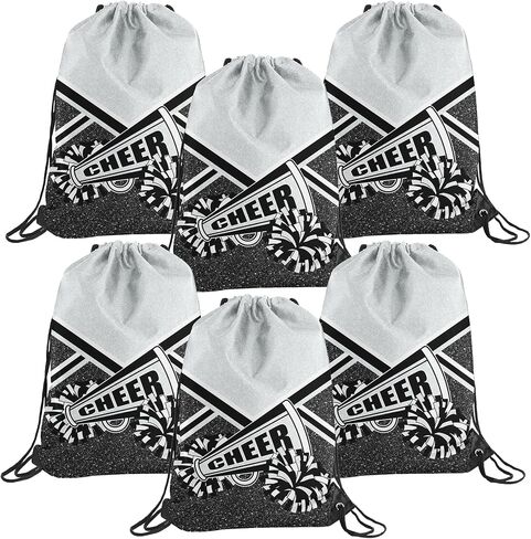 6 Pcs Cheer Drawstring Backpack Cheerleading Drawstring Bag Cheer Accessories Gifts for Cheerleaders (RoseRed) in Saudi Arabia