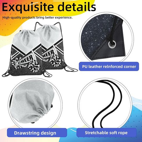 6 Pcs Cheer Drawstring Backpack Cheerleading Drawstring Bag Cheer Accessories Gifts for Cheerleaders (RoseRed) in Saudi Arabia