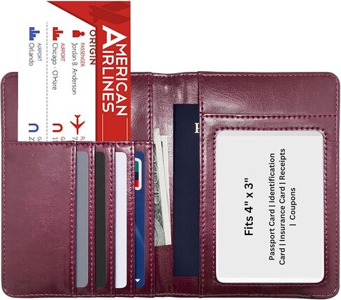 Ciana Passport Holder Cover Wallet RFID Blocking Leather Card Case with Vaccine Card Slot Travel Accessories for Women & Men (Maroon) in Kuwait