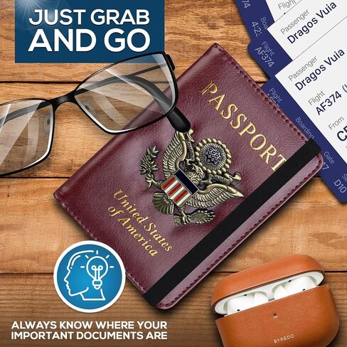 Ciana Passport Holder Cover Wallet RFID Blocking Leather Card Case with Vaccine Card Slot Travel Accessories for Women & Men (Maroon) in Kuwait