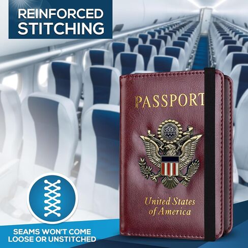 Ciana Passport Holder Cover Wallet RFID Blocking Leather Card Case with Vaccine Card Slot Travel Accessories for Women & Men (Maroon) in Kuwait