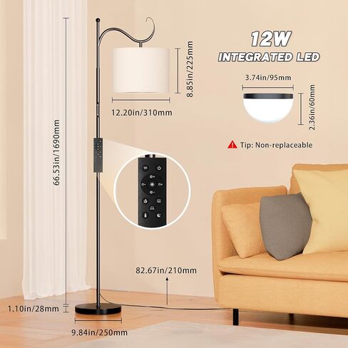 مصباح أرضي LED لغرفة المعيشة مع 4 درجات حرارة ألوان، مصباح طويل 1200 لومن مع جهاز تحكم عن بعد ولمس، تعتيم بدون خطوات، مصباح قائم لغرفة النوم والمكتب in Kuwait