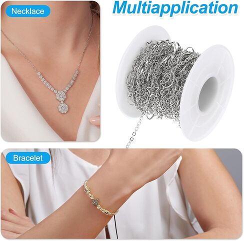 PATIKIL Copper Jewelry Chain, 33Ft Star Moon Link Cable Chains for Necklace Earring Bracelet Findings Jewelry Making Trucker Hat Chains, Gold in Saudi Arabia