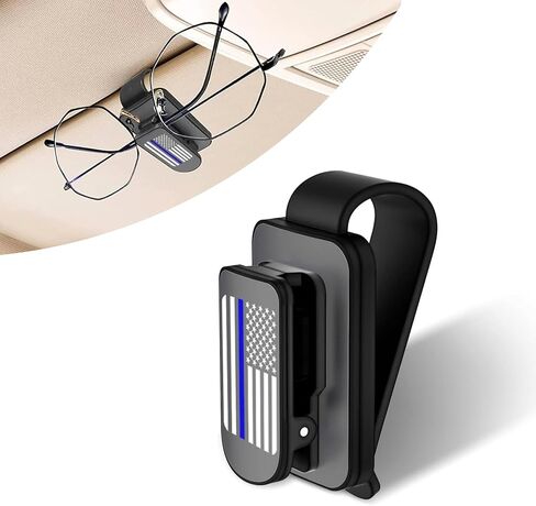 UGSHY 1 قطعة حامل نظارات الشمس للسيارة، مشبك بطاقة تذكرة متعدد الوظائف بالعلم الأمريكي، حامل نظارات شمسية معدنية ABS محمولة شخصية، ملحقات حاجب الشمس العالمية لمعظم السيارات (أزرق وأسود) in Kuwait