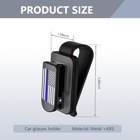 UGSHY 1 قطعة حامل نظارات الشمس للسيارة، مشبك بطاقة تذكرة متعدد الوظائف بالعلم الأمريكي، حامل نظارات شمسية معدنية ABS محمولة شخصية، ملحقات حاجب الشمس العالمية لمعظم السيارات (أزرق وأسود) in Kuwait