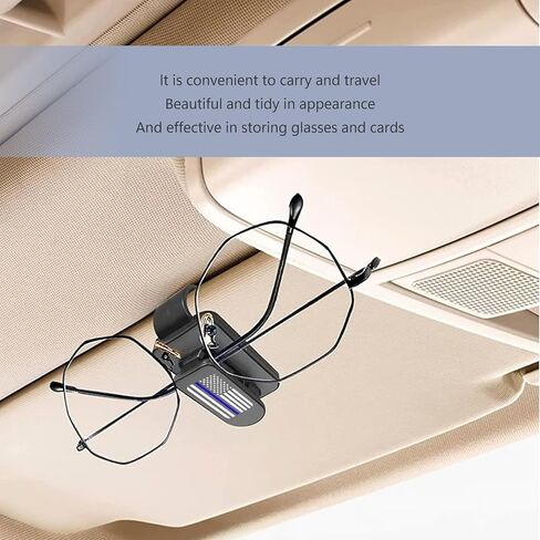 UGSHY 1 قطعة حامل نظارات الشمس للسيارة، مشبك بطاقة تذكرة متعدد الوظائف بالعلم الأمريكي، حامل نظارات شمسية معدنية ABS محمولة شخصية، ملحقات حاجب الشمس العالمية لمعظم السيارات (أزرق وأسود) in Kuwait