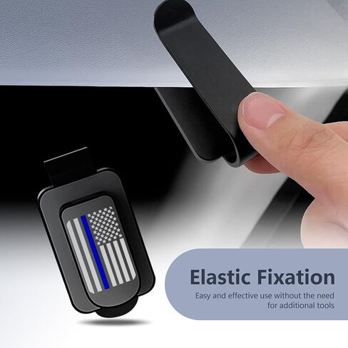 UGSHY 1 قطعة حامل نظارات الشمس للسيارة، مشبك بطاقة تذكرة متعدد الوظائف بالعلم الأمريكي، حامل نظارات شمسية معدنية ABS محمولة شخصية، ملحقات حاجب الشمس العالمية لمعظم السيارات (أزرق وأسود) in Kuwait