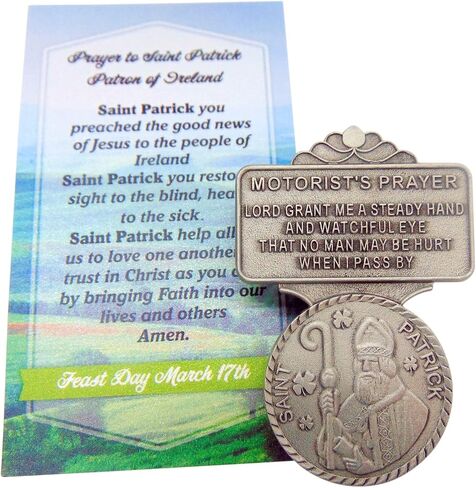 Westmon Works St Patrick Visor Clip Motorists Prayer Car Auto Decoration with Irish Saint Blessing Prayer Card for Drivers in Saudi Arabia