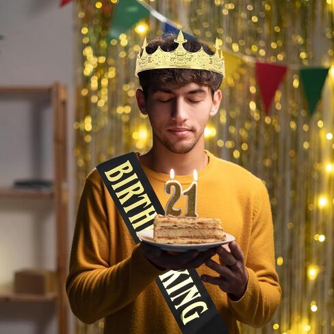 CIEHER King Crown & 30th Birthday Sash for Men，30th Birthday Crowns for Men Vintage Baroque Crown King Tiara 30th Birthday King Crown, 30th Birthday Gifts For Men, 30th Birthday Decorations Men in Kuwait