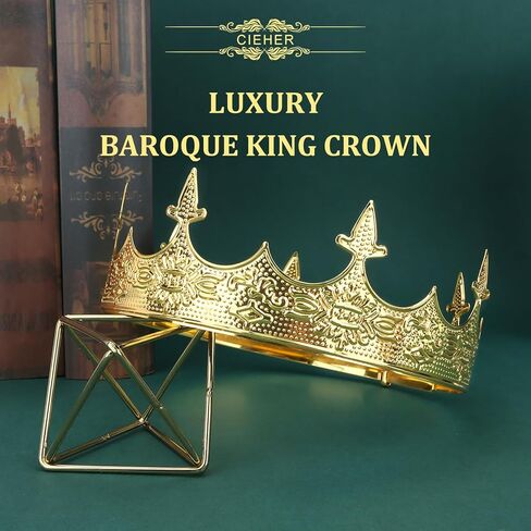 CIEHER King Crown & 30th Birthday Sash for Men，30th Birthday Crowns for Men Vintage Baroque Crown King Tiara 30th Birthday King Crown, 30th Birthday Gifts For Men, 30th Birthday Decorations Men in Kuwait