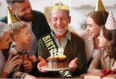 CIEHER King Crown & 30th Birthday Sash for Men，30th Birthday Crowns for Men Vintage Baroque Crown King Tiara 30th Birthday King Crown, 30th Birthday Gifts For Men, 30th Birthday Decorations Men in Kuwait