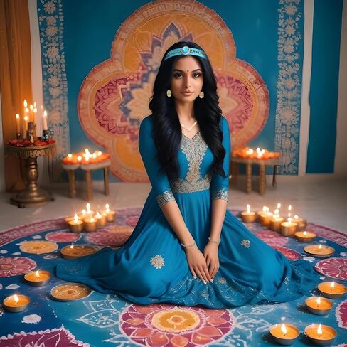 Arabian Princess Costume Accessories Halloween Dress Up Accessories for Women Headband Choker Earrings Blue Cape in Saudi Arabia