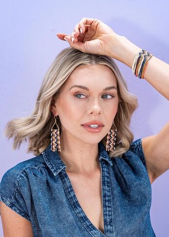 مجموعة مجوهرات بوهو بالحبر + سبيكة مطرزة - أقراط ويتني ذات شراشيب ومجموعة أساور مطاطية على الوجهين من تشارلي (أمستردام) in Kuwait