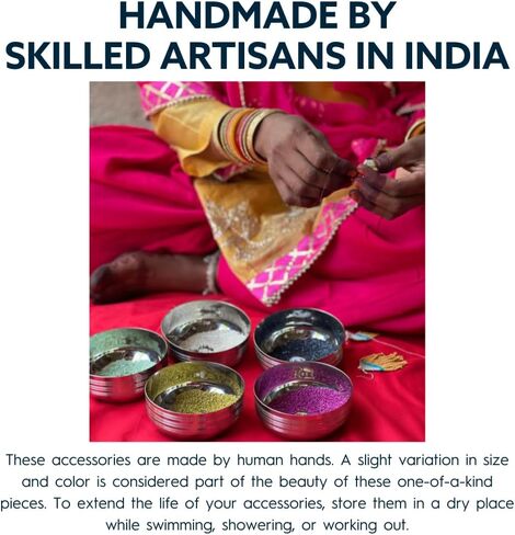 مجموعة مجوهرات بوهو بالحبر + سبيكة مطرزة - أقراط ويتني ذات شراشيب ومجموعة أساور مطاطية على الوجهين من تشارلي (أمستردام) in Kuwait