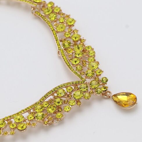Beaded Necklace and Earring Set with Rhinestone Chains, Clear Stones, Fashion Jewelry Accessories for Women in Kuwait