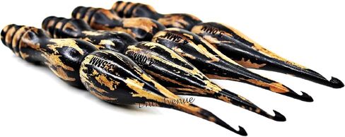 DnU Avenue Rosewood Ergonomic Crochet Hooks Set of 13-3.5 MM to 12 MM with Vintage Burned Finish, Wooden Yarn Crochet Hooks Set for Arthritic Hands, Knitting & Crochet Hooks, Easy Grip Brown Color in Saudi Arabia