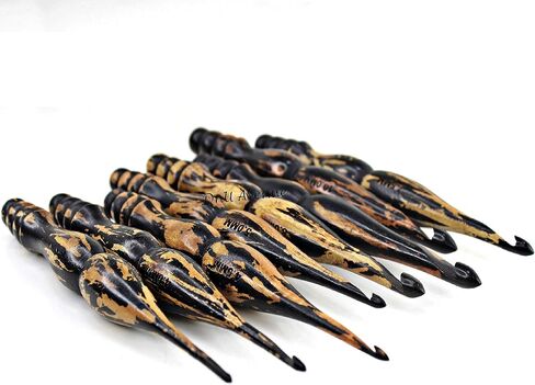 DnU Avenue Rosewood Ergonomic Crochet Hooks Set of 13-3.5 MM to 12 MM with Vintage Burned Finish, Wooden Yarn Crochet Hooks Set for Arthritic Hands, Knitting & Crochet Hooks, Easy Grip Brown Color in Saudi Arabia