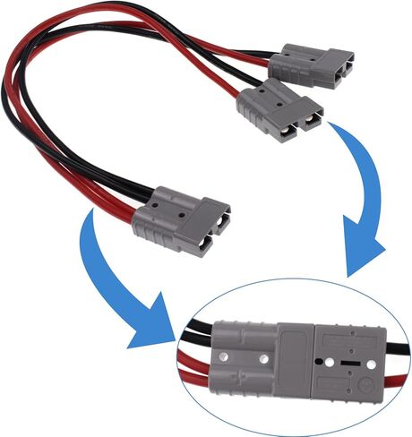 بطارية 175 أمبير، توصيل سريع، قطع التوصيل، وصلات كابلات 6AWG لموصل أندرسون، توصيل واحد إلى واحد، موصل رافعة شوكية كهربائية (2 * 6 AWG 47 بوصة) in Saudi Arabia