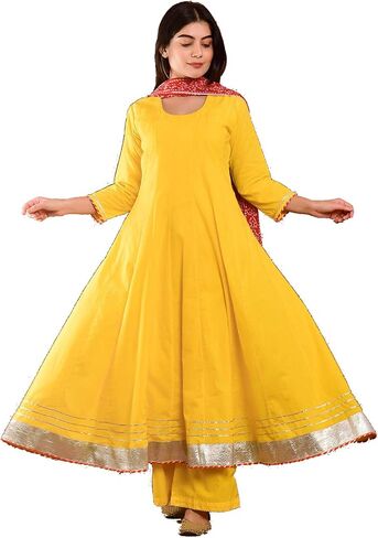 Indian Kurti for Womens With Palazzo | Rayon Printed Kurta Dupatta Kurtis Dress For Women Tops Tunic in Saudi Arabia