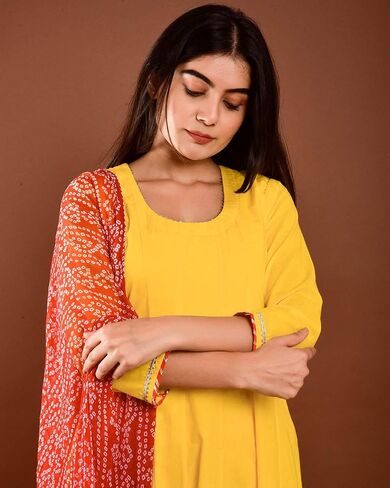 Indian Kurti for Womens With Palazzo | Rayon Printed Kurta Dupatta Kurtis Dress For Women Tops Tunic in Saudi Arabia
