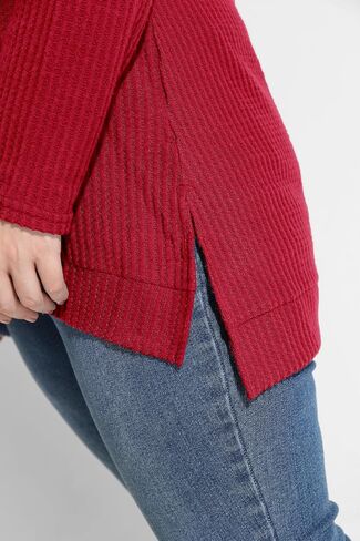 RITERA Plus Size Women Sweaters Waffle Knit Pullover Top Long Sleeve Casual Crewneck Shirt Loose Split Hem Fall Winter Blouse in Saudi Arabia