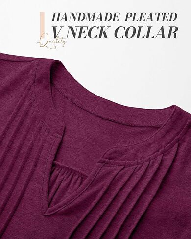 Ficerd Women's Long Sleeve Tunic Tops Ruffle Sleeve V Neck Pleated Puff Shirts Dressy Casual Loose Fall Winter Blouses in Kuwait