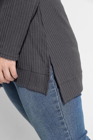 RITERA Plus Size Women Sweaters Waffle Knit Pullover Top Long Sleeve Casual Crewneck Shirt Loose Split Hem Fall Winter Blouse in Saudi Arabia
