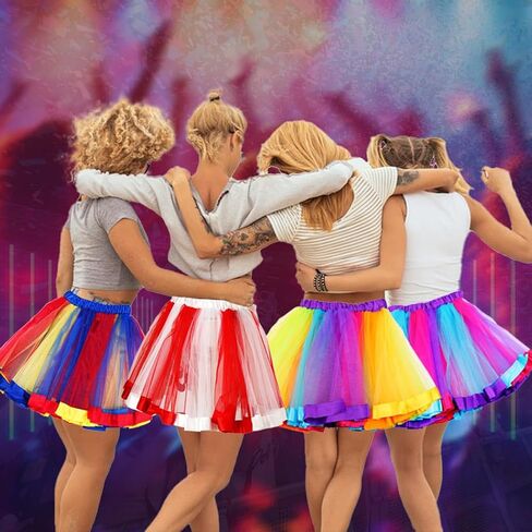 Rainbow Tutu Skirts Colorful Tulle Tutu Christmas Tutu Party Dance Skirt Running Skirts for Women and Girls in Saudi Arabia