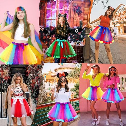 Rainbow Tutu Skirts Colorful Tulle Tutu Christmas Tutu Party Dance Skirt Running Skirts for Women and Girls in Saudi Arabia