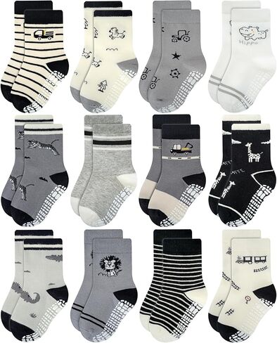 RATIVE Non Skid Anti Slip Crew Socks With Grips for Baby Infant Toddlers Kids Boys in Kuwait