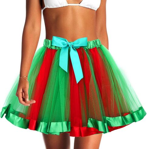 Rainbow Tutu Skirts Colorful Tulle Tutu Christmas Tutu Party Dance Skirt Running Skirts for Women and Girls in Saudi Arabia
