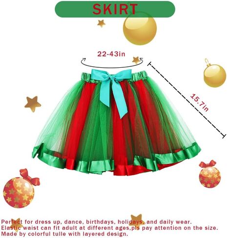 Rainbow Tutu Skirts Colorful Tulle Tutu Christmas Tutu Party Dance Skirt Running Skirts for Women and Girls in Saudi Arabia