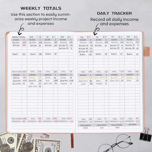 Income and Expense Tracker – Accounting and Bookkeeping Ledger Book for Small Business – Hardcover Notebook with Receipt Pocket – Undated, A5, 5.7″ x 8.3″ (Dark Blue) in Saudi Arabia
