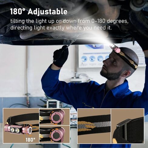 H02A مصباح أمامي ساطع، 1200 لومن LED قابل لإعادة الشحن للبالغين، وقت تشغيل طويل، واجهة مستخدم بسيطة، مصباح يدوي مقاوم للماء للتخييم في الهواء الطلق، المشي لمسافات طويلة، صيد الأسماك، هدايا عيد الميلاد للعائلة in Kuwait