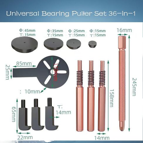 Yourelexit® 21-in-1 Blind Inner Hole Bearing Puller Set, 3-Jaw Curved Hooks Bearing Separator Kit, Red Steel Collet Multifunctional Bearing Removal Tools Inner Hole Extractor w/Portable Storage Case in Saudi Arabia