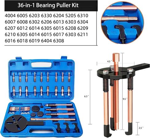 Yourelexit® 21-in-1 Blind Inner Hole Bearing Puller Set, 3-Jaw Curved Hooks Bearing Separator Kit, Red Steel Collet Multifunctional Bearing Removal Tools Inner Hole Extractor w/Portable Storage Case in Saudi Arabia