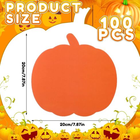 Fulmoon 100 Pcs Pumpkin Cutouts Paper 7.87"x 7.87" Thanksgiving Pumpkin Shape Cut Out for Fall Harvest Autumn Halloween Thanksgiving Party Classroom Decor Bulletin Board Craft Project(Orange) in Saudi Arabia