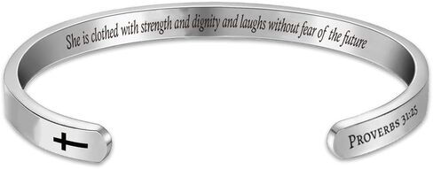 Personalized Inspirational Bible Verse Bracelets Custom Gift Hidden Message Cuff Bangle Bracelet for Daughter Sister Wife Mom Friendship Christian Encouragement in Saudi Arabia