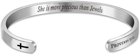 Personalized Inspirational Bible Verse Bracelets Custom Gift Hidden Message Cuff Bangle Bracelet for Daughter Sister Wife Mom Friendship Christian Encouragement in Saudi Arabia