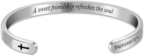 Personalized Inspirational Bible Verse Bracelets Custom Gift Hidden Message Cuff Bangle Bracelet for Daughter Sister Wife Mom Friendship Christian Encouragement in Saudi Arabia