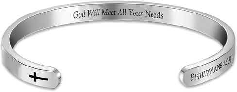 Personalized Inspirational Bible Verse Bracelets Custom Gift Hidden Message Cuff Bangle Bracelet for Daughter Sister Wife Mom Friendship Christian Encouragement in Saudi Arabia