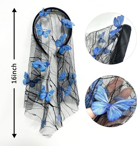 3D Butterfly Wedding Veil for Brides,White Bridal Costume Veil with headband for Bachelorette Party, Bridal Shower in Saudi Arabia