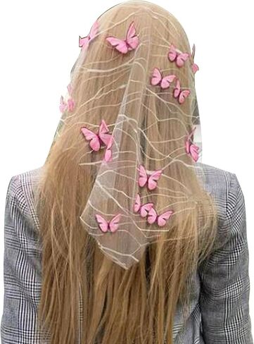 3D Butterfly Wedding Veil for Brides,White Bridal Costume Veil with headband for Bachelorette Party, Bridal Shower in Saudi Arabia